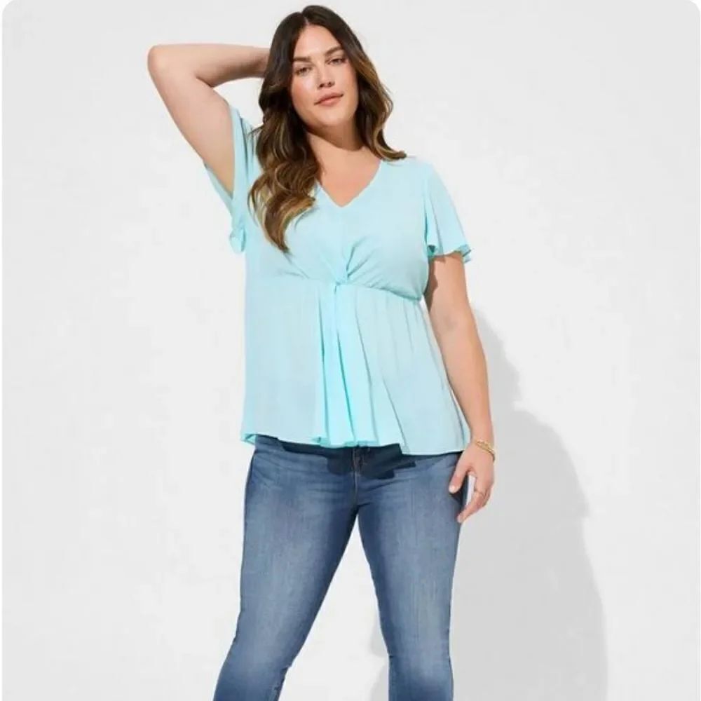 Torrid Georgette Twist Surplice FlutterโSleeveโBlouse